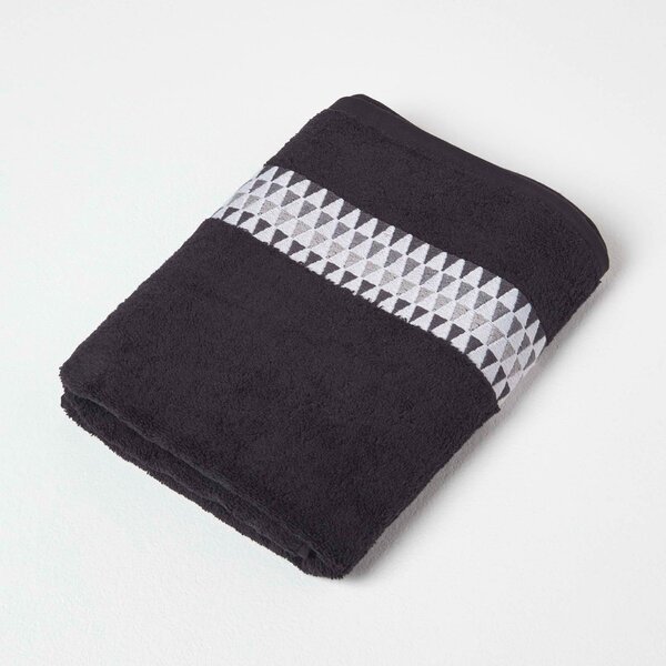 Homescapes Beige Black Towel Geometric 100% Cotton Towel