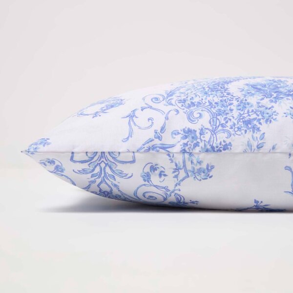 Homescapes Blue French Toile Patterned Rectangular Cushion, 50 x 30 cm