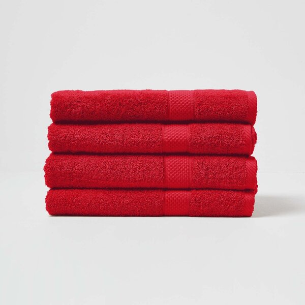 Homescapes Red Bath Towel Set of 4 Turkish Cotton