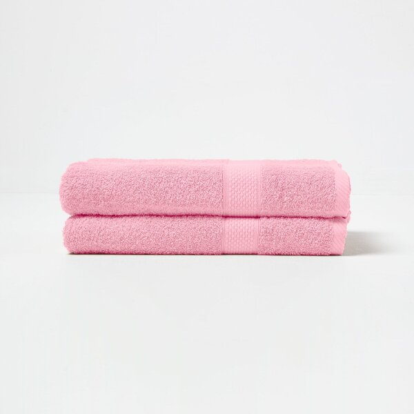 Homescapes Pink Bath Towel Set of 2 Turkish Cotton