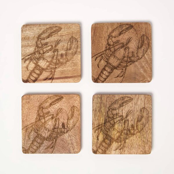 Homescapes Wooden Coasters Lobster, Table Decoration Coasters