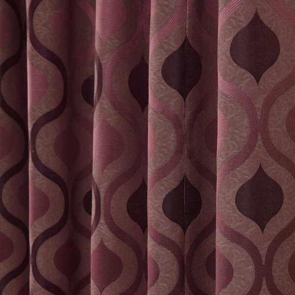 Purple Jacquard Curtain Modern Wave Pattern Fully Lined - 46" X 90" Drop