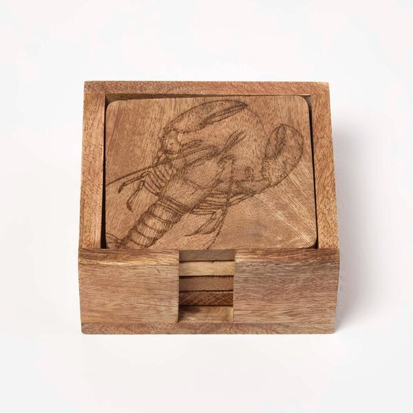 Homescapes Wooden Coasters Lobster, Table Decoration Coasters