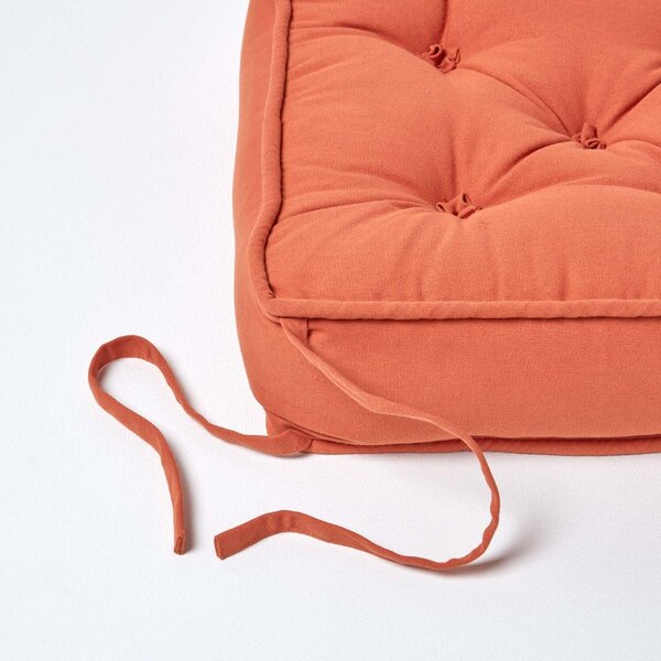 Orange Cotton Dining Chair Booster Cushion Firm 10cm Thick Seat Pad