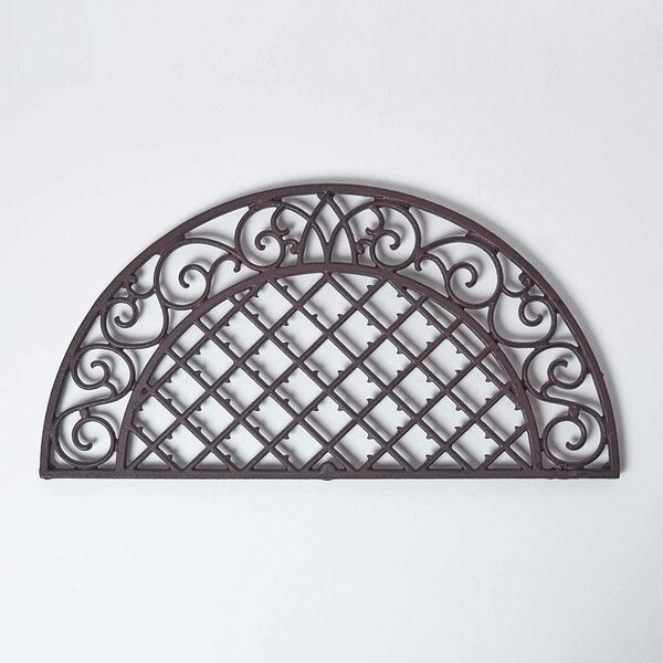 Semicircular Cast Iron Doormat Outdoor Brown Parisian Design