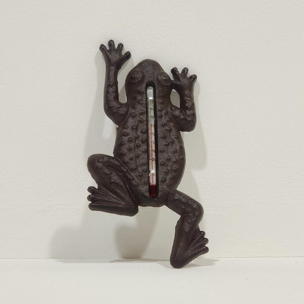 Cast Iron Garden Thermometer Decorative Frog Temperature Gauge