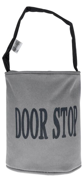 Homescapes Grey and Black Filled Fabric Door Stop with Handle