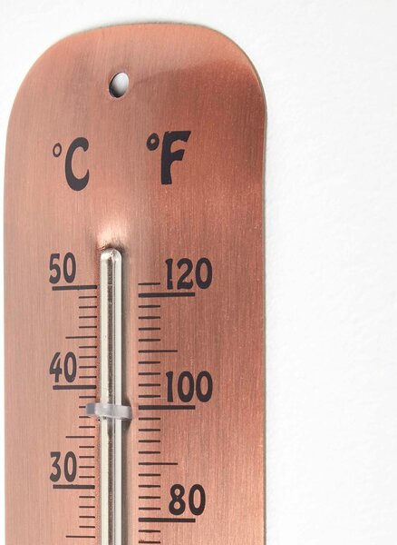 Homescapes Copper Metal Wall Thermometer for Garden