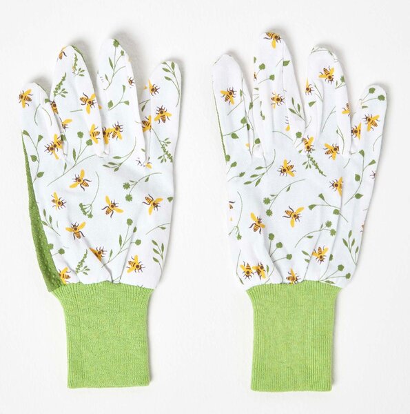 Homescapes Green Ladies Gardening Gloves Floral Bee Design