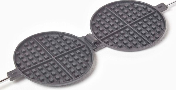 Homescapes Round Black Cast Iron Waffle Iron 82cm Long