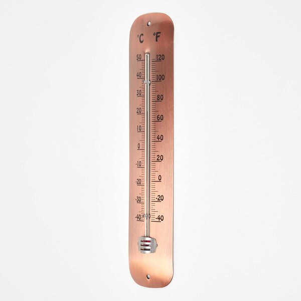 Homescapes Copper Metal Wall Thermometer for Garden