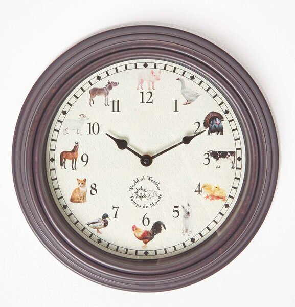 Homescapes Farm Animal Wall Clock with Animal Sounds Chime