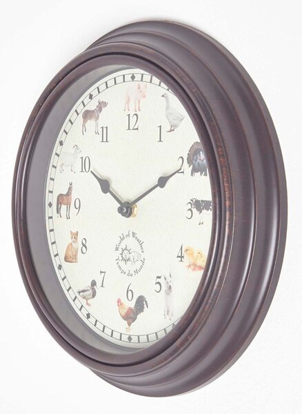 Homescapes Farm Animal Wall Clock with Animal Sounds Chime