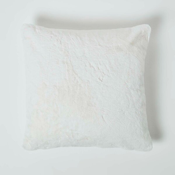 Homescapes Soft Touch Faux Fur Cream Ivory Cushion 46 x 46 cm