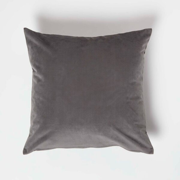 Homescapes Grey Velvet Cushion 45 x 45 cm with Cushion Insert