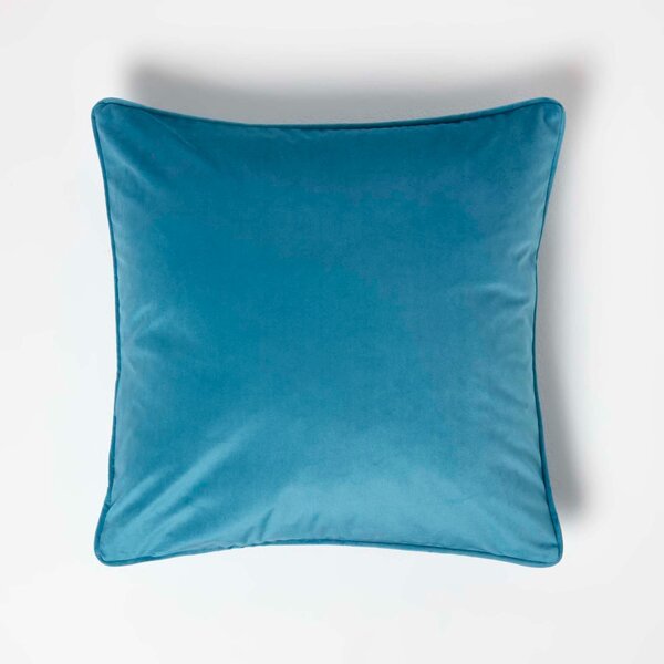 Homescapes Turquoise Green Velvet Cushion 46 x 46 cm Insert Included