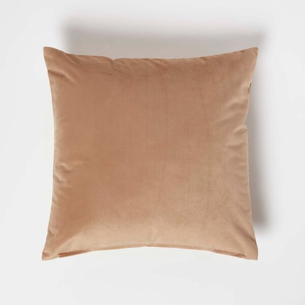 Homescapes Beige Velvet Cushion 45 x 45 cm with Cushion Insert