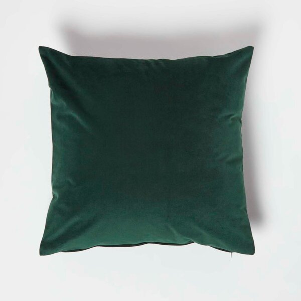 Homescapes Green Velvet Cushion 45 x 45 cm with Cushion Insert