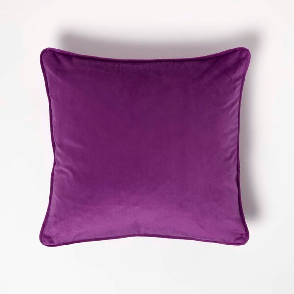 Homescapes Purple Velvet Cushion 46 x 46 cm Insert Included