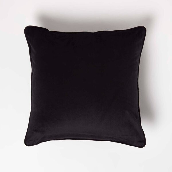 Homescapes Black Velvet Cushion 46 x 46 cm Insert Included