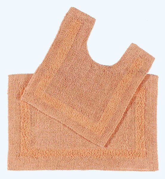 Homescapes Luxury Reversible Bath Mat Set - Peach