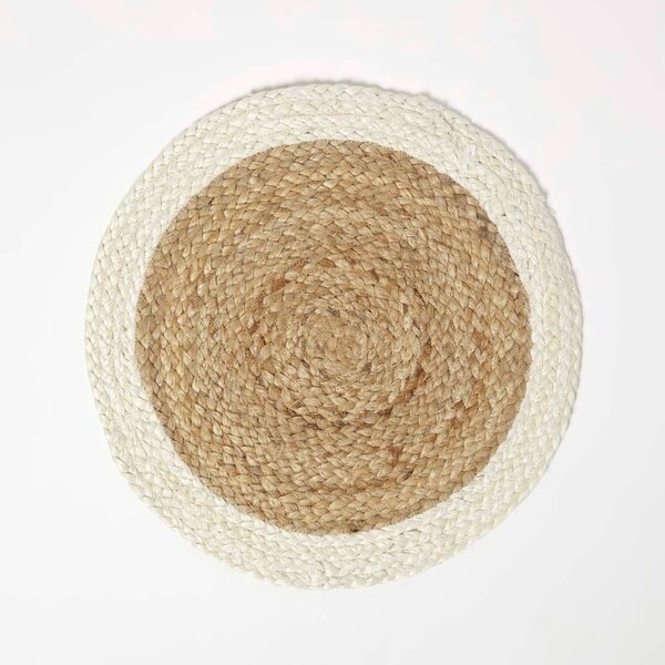 Homescapes Natural & Cream Jute Placemats Set of 4, 40 cm Round