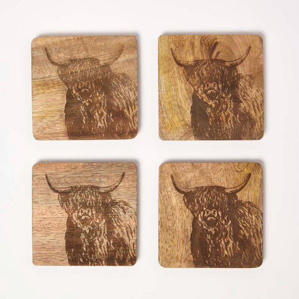 Homescapes Wooden coasters Deer, Table decoration coasters