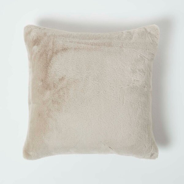 Homescapes Soft Touch Faux Fur Taupe Cushion 46 x 46 cm