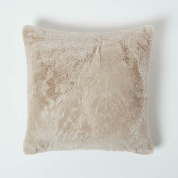 Homescapes Soft Touch Faux Fur Taupe Cushion 46 x 46 cm