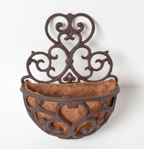 Cast Iron Wall Mounted Hanging Basket Half Round Decorative Planter