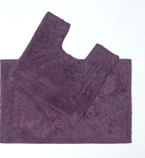 Homescapes Luxury Two Piece Bath Mat Set Aubergine