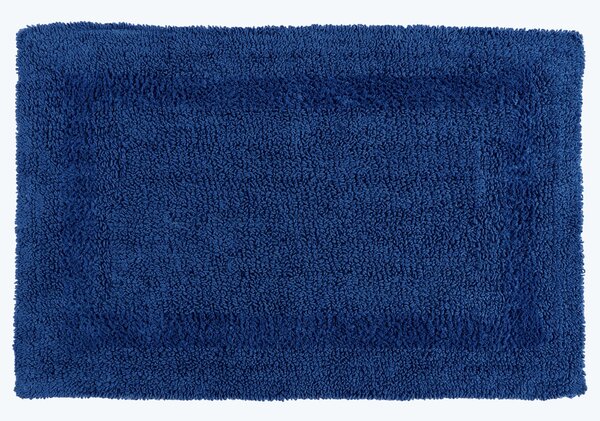 Homescapes Luxury Reversible Cotton Bath Mat - Navy Blue