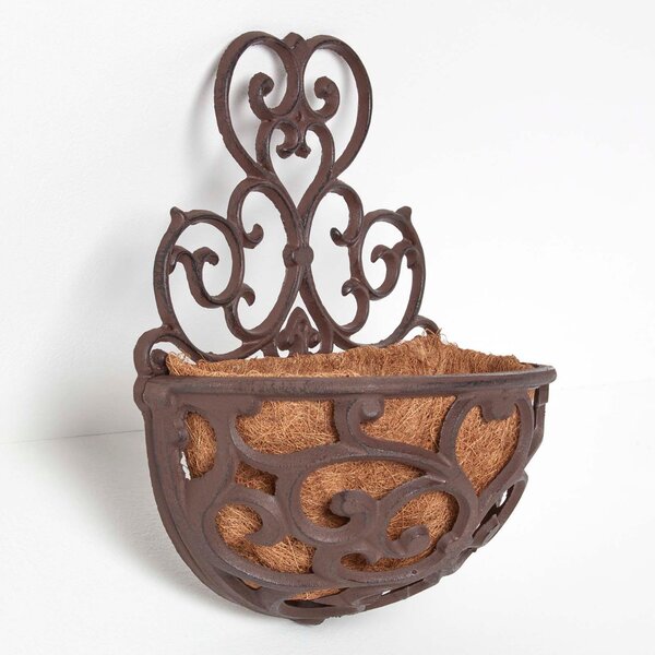 Cast Iron Wall Mounted Hanging Basket Half Round Decorative Planter