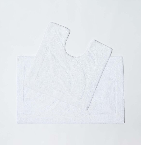 Homescapes Luxury Two Piece Bath Mat Set White