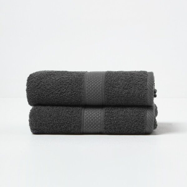 Homescapes Black Hand Towel Set of 2 Turkish Cotton