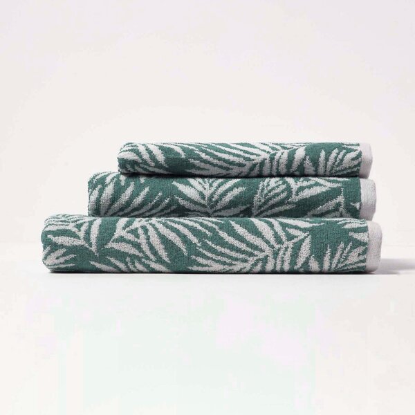 Homescapes Green Botanical Pattern 100% Cotton Hand Towel, 50 x 85 cm