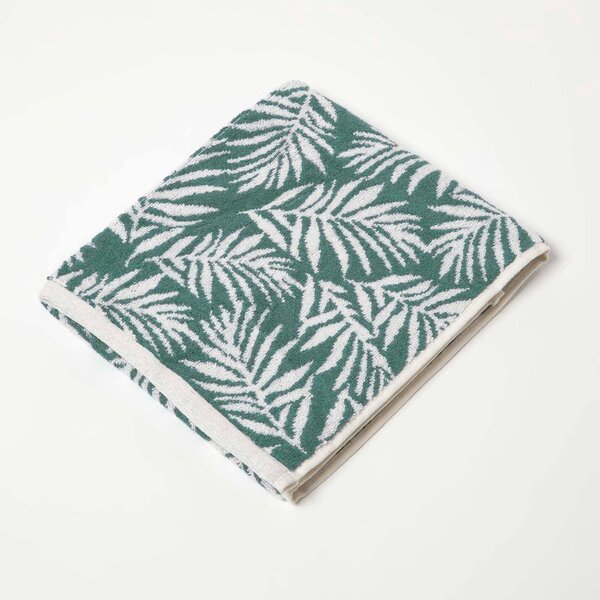 Homescapes Green Botanical Pattern 100% Cotton Hand Towel, 50 x 85 cm