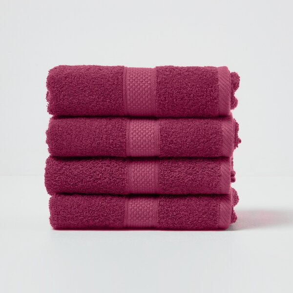 Homescapes Burgundy Hand Towel Set of 4 Turkish Cotton