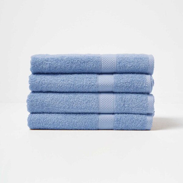 Homescapes Light Blue Bath Towel Set of 4 Turkish Cotton