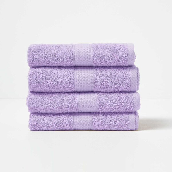 Homescapes Lilac Hand Towel Set of 4 Turkish Cotton