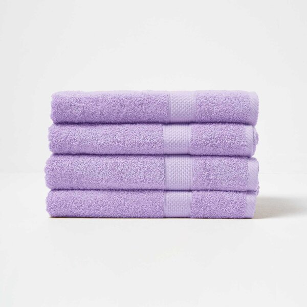 Homescapes Lilac Bath Towel Set of 4 Turkish Cotton