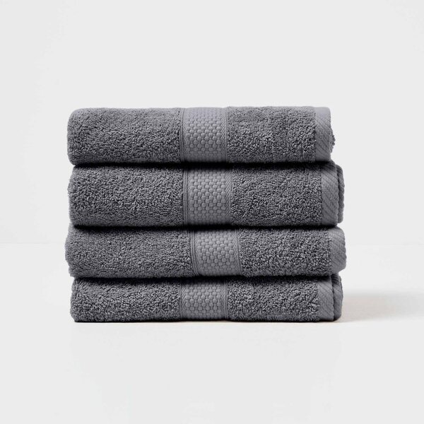 Homescapes Grey Hand Towel Set of 4 Turkish Cotton