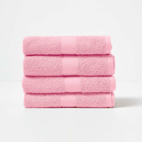 Homescapes Pink Hand Towel Set of 4 Turkish Cotton