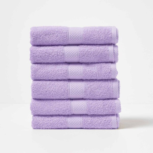 Homescapes Lilac Hand Towel Set of 6 Turkish Cotton