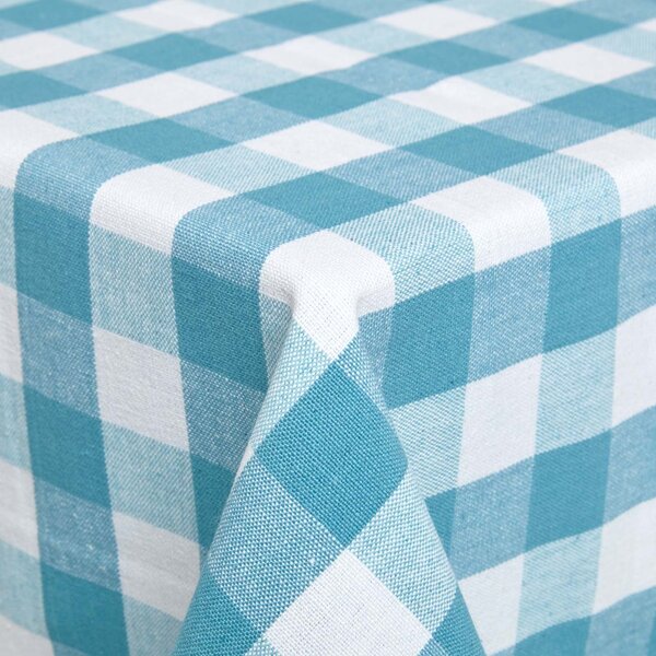 Homescapes Blue Block Check Gingham Tablecloth, 54 x 90 Inches