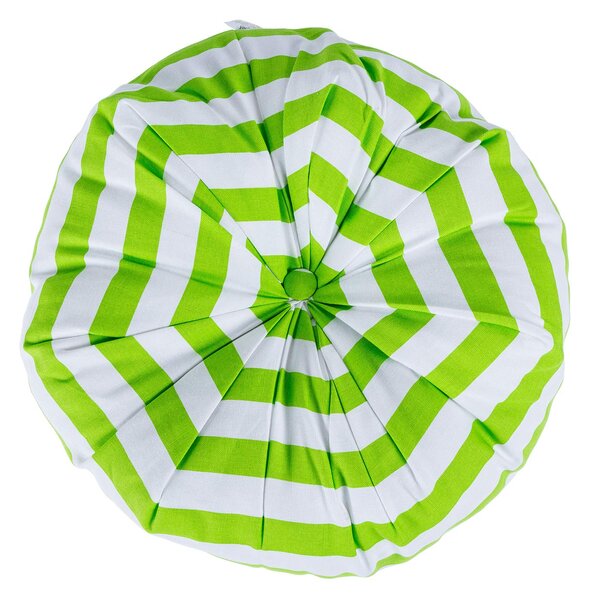 Homescapes Green and White Stripe Pleated Round Floor Cushion