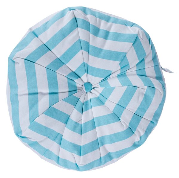 Homescapes Blue and White Stripe Pleated Round Floor Cushion