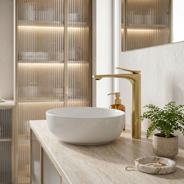 Bathroom faucet PREMIUM Rea Vision Brush Gold High