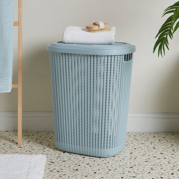 57L Knitted Laundry Basket Duck Egg (Blue)