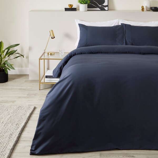 Carly Clipped Dobby Duvet Cover and Pillowcase Set Navy